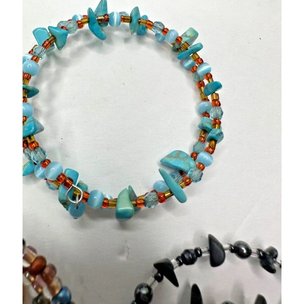 Wrap Bracelets Turquoise Black Quartz Brown Bead Freshwater Pearl Set 3 Stunning